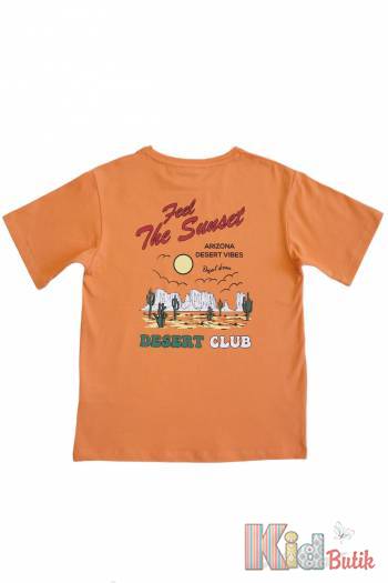 Купить Футболка оранжевая "Feel the Sunset" для мальчика NK Unsea НК23-13(44340) на КидБутик Футболка оранжевая "Feel the Sunset" для мальчика NK Unsea НК23-13(44340)