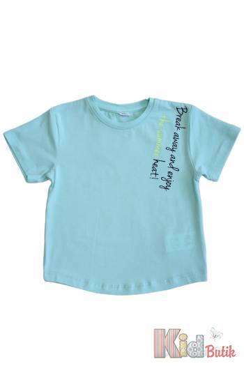 Купить Футболка голубая "Enjoy the summer heat" для мальчика NK Unsea НК23-24(44614) на КидБутик Футболка голубая "Enjoy the summer heat" для мальчика NK Unsea НК23-24(44614)