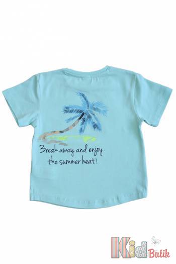 Купить Футболка голубая "Enjoy the summer heat" для мальчика NK Unsea НК23-24(44614) на КидБутик Футболка голубая "Enjoy the summer heat" для мальчика NK Unsea НК23-24(44614)