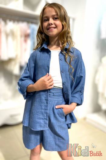 Купити Костюм 3-ка світло-синій сорочка+шорти+топ для дівчинки Brows Kids ВР23-8Сн(8129) на КідБутік Костюм 3-ка світло-синій сорочка+шорти+топ для дівчинки Brows Kids ВР23-8Сн(8129)