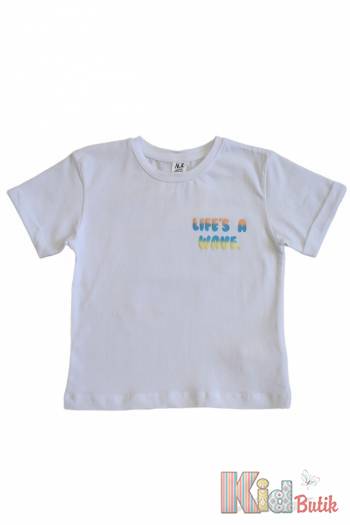 Купить Футболка белая "Life's a Wave" для мальчика NK Unsea НК23-22Бл(44608) на КидБутик Футболка белая "Life's a Wave" для мальчика NK Unsea НК23-22Бл(44608)