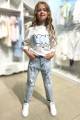 Купить Джинсы мом светлые рваные для девочки A-yugi Jeans Аю23-35(5378) на КидБутик Джинсы мом светлые рваные для девочки A-yugi Jeans Аю23-35(5378) - фото 7