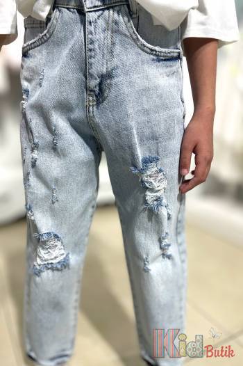 Купить Джинсы мом светлые рваные для девочки A-yugi Jeans Аю23-35(5378) на КидБутик Джинсы мом светлые рваные для девочки A-yugi Jeans Аю23-35(5378)