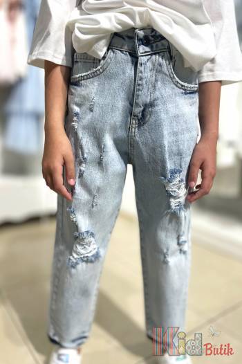 Купить Джинсы мом светлые рваные для девочки A-yugi Jeans Аю23-35(5378) на КидБутик Джинсы мом светлые рваные для девочки A-yugi Jeans Аю23-35(5378)