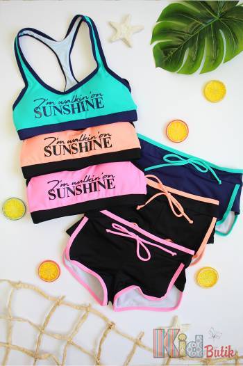 Купить Купальник бирюзовый "Sunshine" с шортиками для девочки Z.Five 50365Зл. на КидБутик Купальник бирюзовый "Sunshine" с шортиками для девочки Z.Five 50365Зл.