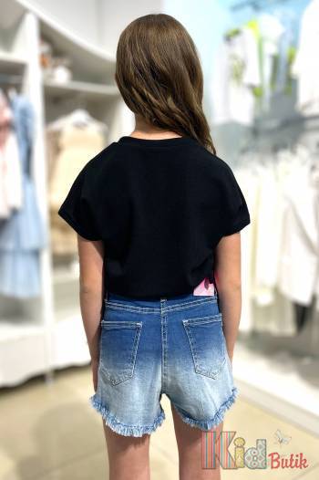 Купить Топ черного цвета в рубчик с завязками Cuties Ст23-9Чор(3706) на КидБутик Топ черного цвета в рубчик с завязками Cuties Ст23-9Чор(3706)