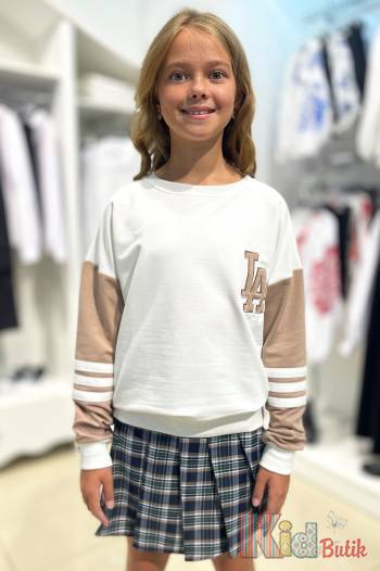 Купити Світшот бежевий для дівчинки "LA" MiniModa Мі23-4Беж(3675) на КідБутік Світшот бежевий для дівчинки "LA" MiniModa Мі23-4Беж(3675)