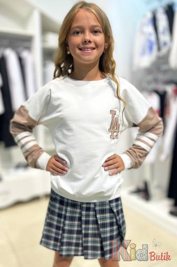 Купити Світшот бежевий для дівчинки "LA" MiniModa Мі23-4Беж(3675) на КідБутік Світшот бежевий для дівчинки "LA" MiniModa Мі23-4Беж(3675)