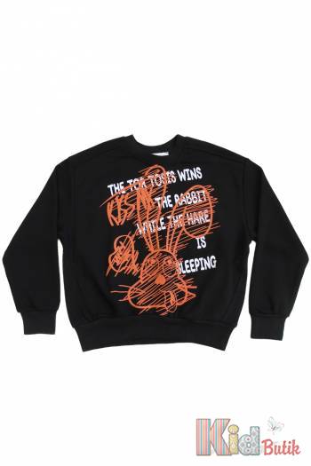 Купить Свитшот черный "The Rabbit" для девочки Marions Мр23-7Чор(7023) на КидБутик Свитшот черный "The Rabbit" для девочки Marions Мр23-7Чор(7023)