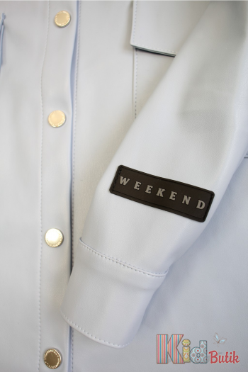 Купить Рубашка из экокожи на кнопках для девочки Weekend Wk23-63Блак на КидБутик Рубашка из экокожи на кнопках для девочки Weekend Wk23-63Блак