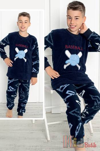Купить Пижама синяя утепленная для мальчика "Baseball" Minimoon 3139 на КидБутик Пижама синяя утепленная для мальчика "Baseball" Minimoon 3139