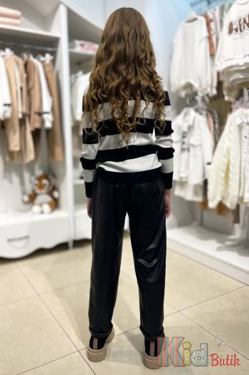 Купити Штани з екошкіри чорні утеплені прямі MiniModa Мі23-27(3497М) на КідБутік Штани з екошкіри чорні утеплені прямі MiniModa Мі23-27(3497М)
