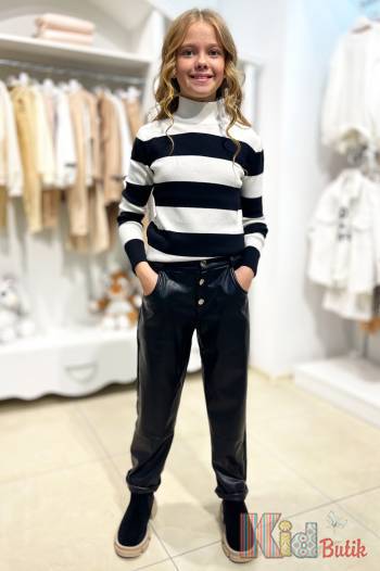 Купити Штани з екошкіри чорні утеплені прямі MiniModa Мі23-27(3497М) на КідБутік Штани з екошкіри чорні утеплені прямі MiniModa Мі23-27(3497М)