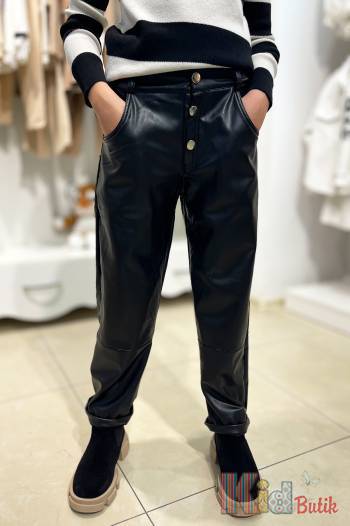 Купити Штани з екошкіри чорні утеплені прямі MiniModa Мі23-27(3497М) на КідБутік Штани з екошкіри чорні утеплені прямі MiniModa Мі23-27(3497М)