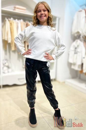 Купить Джогеры для девочки из эко кожи Best Kids БК23-14264Чор на КидБутик Джогеры для девочки из эко кожи Best Kids БК23-14264Чор