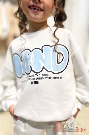Купити Світшот молочний графіті для дівчинки "WKND" Weekend Wk23-65Мол. на КідБутік Світшот молочний графіті для дівчинки "WKND" Weekend Wk23-65Мол.