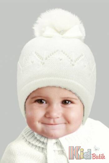 Купити Шапка молочна з бантом та бомбоном "Івонн" для дівчинки Elf Kids Ел23-44Мол. на КідБутік Шапка молочна з бантом та бомбоном "Івонн" для дівчинки Elf Kids Ел23-44Мол.