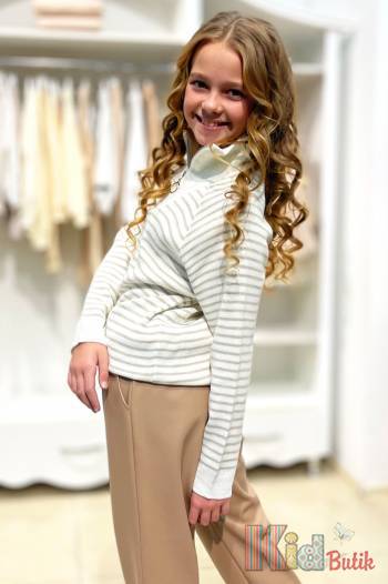 Купить Кофта прямого фасона в полоску для девочки MiniModa Мі23-36Крем(1607 на КидБутик Кофта прямого фасона в полоску для девочки MiniModa Мі23-36Крем(1607