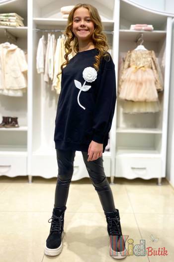 Купить Свитшот черного цвета для девочки A-yugi Jeans Аю24-11Чор на КидБутик Свитшот черного цвета для девочки A-yugi Jeans Аю24-11Чор