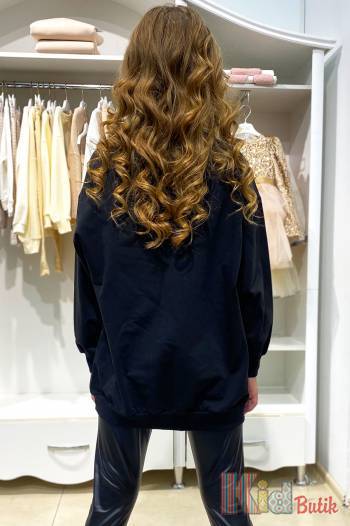Купить Свитшот черного цвета для девочки A-yugi Jeans Аю24-11Чор на КидБутик Свитшот черного цвета для девочки A-yugi Jeans Аю24-11Чор
