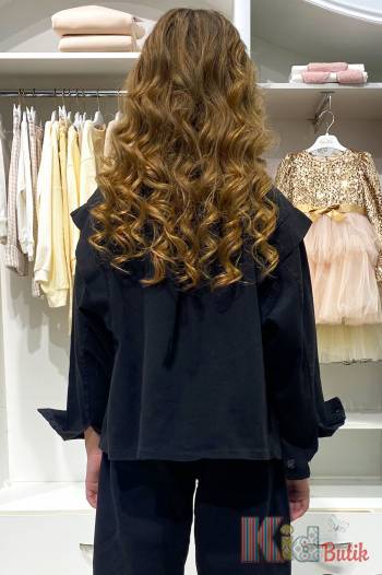 Купить Куртка джинсовая черного цвета для девочки A-yugi Jeans Аю24-8Чор на КидБутик Куртка джинсовая черного цвета для девочки A-yugi Jeans Аю24-8Чор