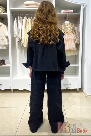 Купить Куртка джинсовая черного цвета для девочки A-yugi Jeans Аю24-8Чор на КидБутик Куртка джинсовая черного цвета для девочки A-yugi Jeans Аю24-8Чор