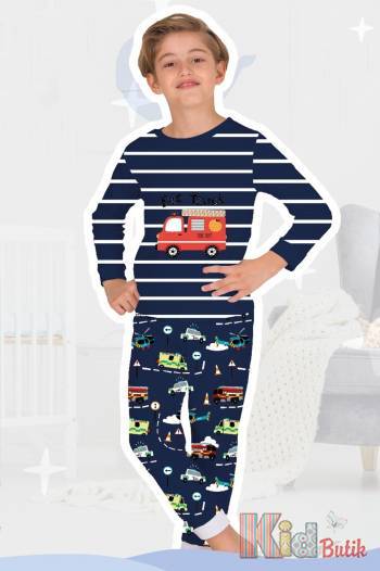 Купить Пижама синяя для мальчика "Пожарная" Elmas Kids Ел23-3010 на КидБутик Пижама синяя для мальчика "Пожарная" Elmas Kids Ел23-3010