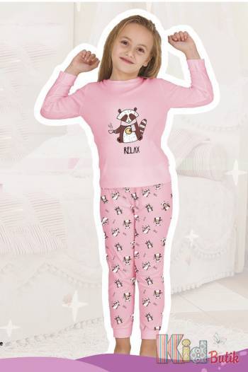Купить Пижама розовая для девочки "Енотик" Elmas Kids Ел23-4015 на КидБутик Пижама розовая для девочки "Енотик" Elmas Kids Ел23-4015