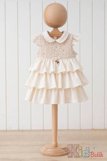Купить Платье бежевого цвета для девочки MYMIO baby Му24-3905 на КидБутик Платье бежевого цвета для девочки MYMIO baby Му24-3905