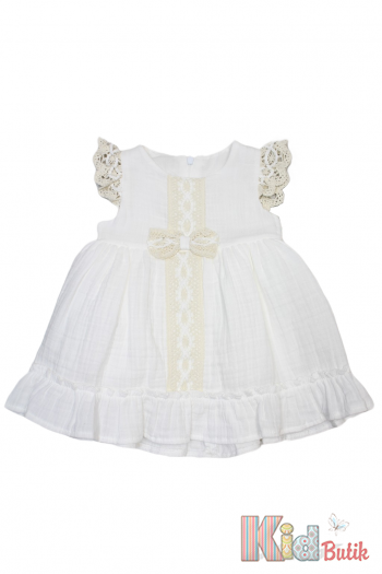 Купить Платье молочного цвета для девочки MYMIO baby Му24-3896 на КидБутик Платье молочного цвета для девочки MYMIO baby Му24-3896
