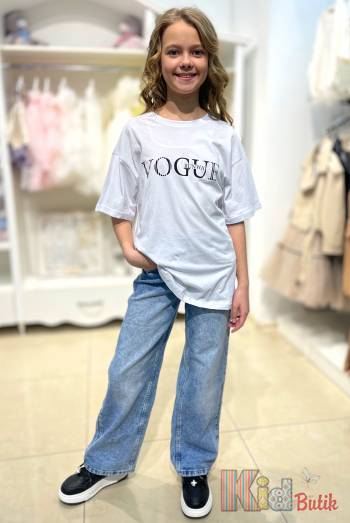 Купити Футболка біла "Vogue" для дівчинки A-yugi Jeans Аю24-17(7250) на КідБутік Футболка біла "Vogue" для дівчинки A-yugi Jeans Аю24-17(7250)