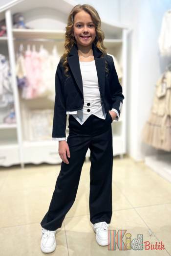 Купити Костюм 3-ка для дівчинки чорний з піджаком Brows Kids ВР24-2Чор(3101) на КідБутік Костюм 3-ка для дівчинки чорний з піджаком Brows Kids ВР24-2Чор(3101)