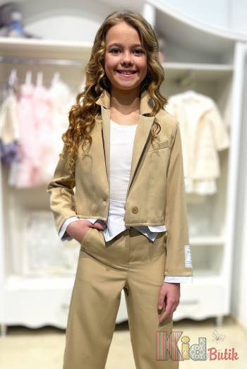 Купити Костюм 3-ка для дівчинки бежевий з піджаком Brows Kids ВР24-2Беж(3101) на КідБутік Костюм 3-ка для дівчинки бежевий з піджаком Brows Kids ВР24-2Беж(3101)