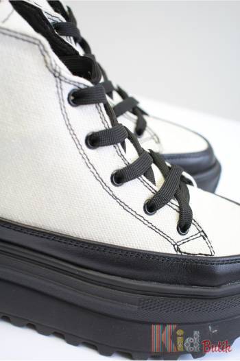 Купить Кеды белые за щиколотку на высокой подошве Abby Shoes Аб24-30Біл/чор на КидБутик Кеды белые за щиколотку на высокой подошве Abby Shoes Аб24-30Біл/чор