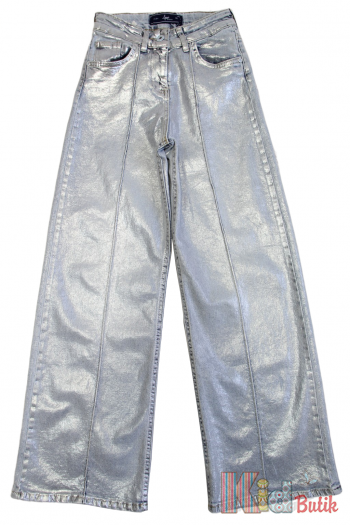 Купити Металізовані джинси паллацо з сріблястим напиленням A-yugi Jeans Аю24-19Блак на КідБутік Металізовані джинси паллацо з сріблястим напиленням A-yugi Jeans Аю24-19Блак