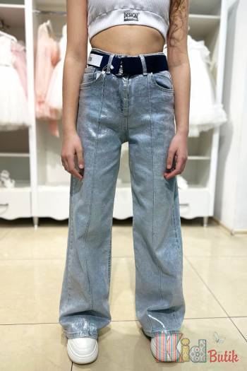 Купити Металізовані джинси паллацо з сріблястим напиленням A-yugi Jeans Аю24-19Блак на КідБутік Металізовані джинси паллацо з сріблястим напиленням A-yugi Jeans Аю24-19Блак
