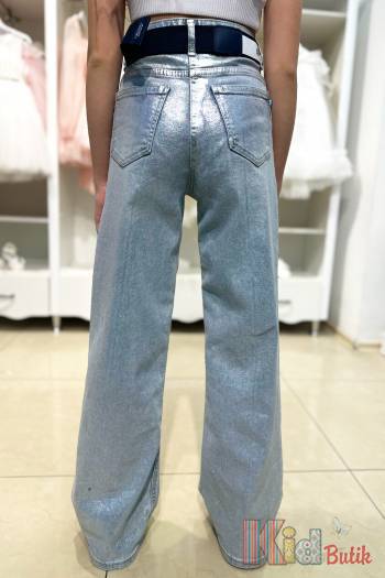 Купити Металізовані джинси паллацо з сріблястим напиленням A-yugi Jeans Аю24-19Блак на КідБутік Металізовані джинси паллацо з сріблястим напиленням A-yugi Jeans Аю24-19Блак