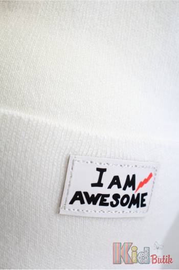 Купити Шапка молочна "I am Awesome" для хлопчика Nikola N24-9Мол(24SP40) на КідБутік Шапка молочна "I am Awesome" для хлопчика Nikola N24-9Мол(24SP40)