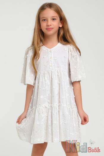 Купить Платье белое с принтом из рельефных цветочков Escabel Kids Ес24-26(35708) на КидБутик Платье белое с принтом из рельефных цветочков Escabel Kids Ес24-26(35708)