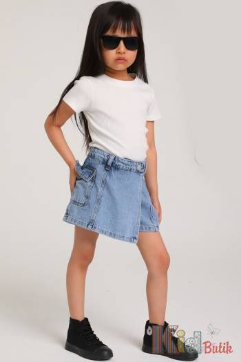 Купить Юбка-шорты джинсовая синяя для девочки Escabel Kids Ес24-20(2455) на КидБутик Юбка-шорты джинсовая синяя для девочки Escabel Kids Ес24-20(2455)