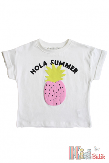 Купити Футболка біла для дівчинки "Hola Summer" Escabel Kids Ес24-31(35759) на КідБутік Футболка біла для дівчинки "Hola Summer" Escabel Kids Ес24-31(35759)