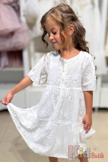 Купить Платье белое в объемные цветочки Escabel Kids Ес24-29(35724) на КидБутик Платье белое в объемные цветочки Escabel Kids Ес24-29(35724)