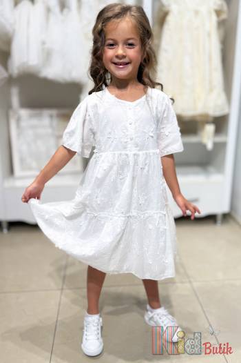 Купить Платье белое в объемные цветочки Escabel Kids Ес24-29(35724) на КидБутик Платье белое в объемные цветочки Escabel Kids Ес24-29(35724)