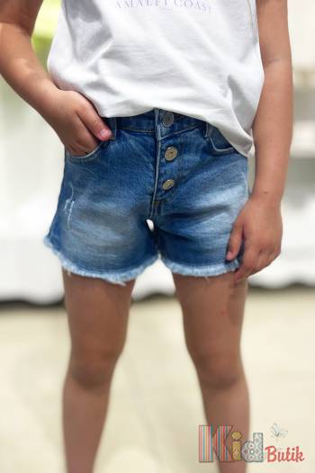 Купить Шорты джинсовые с бахромой и пуговками для девочки Escabel Kids Ес24-19(2449) на КидБутик Шорты джинсовые с бахромой и пуговками для девочки Escabel Kids Ес24-19(2449)