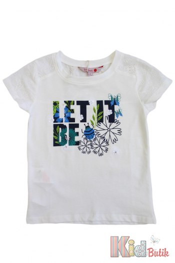 Купити Футболка біла "Let it be" для дівчинки Boboli Р-402130-111 на КідБутік Футболка біла "Let it be" для дівчинки Boboli Р-402130-111