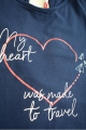Купить Футболка синяя "My heart was made fot travel" для девочки Boboli Р-459233 на КидБутик Футболка синяя "My heart was made fot travel" для девочки Boboli Р-459233 - фото 3