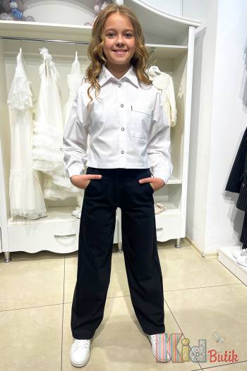 Купить Брюки палаццо черного цвета для девочки A-yugi Jeans Аю24-35 на КидБутик Брюки палаццо черного цвета для девочки A-yugi Jeans Аю24-35
