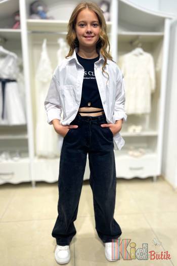 Купить Джинсы палаццо черные для девочки A-yugi Jeans Аю24-28 на КидБутик Джинсы палаццо черные для девочки A-yugi Jeans Аю24-28