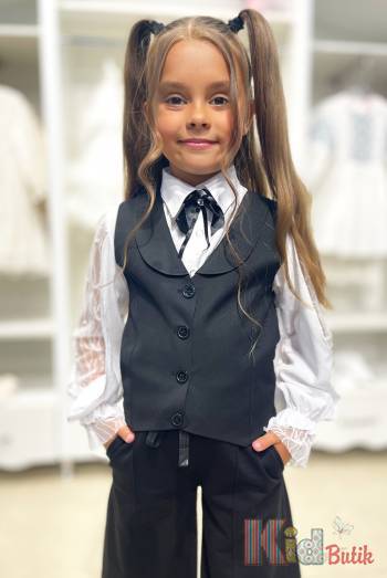 Купить Жилетка школьная с лацканами для девочки Capris Ка24-19 на КидБутик Жилетка школьная с лацканами для девочки Capris Ка24-19