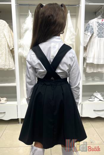 Купить Сарафан школьный с нагрудником и резинкой для девочки Capris Ка24-12 на КидБутик Сарафан школьный с нагрудником и резинкой для девочки Capris Ка24-12